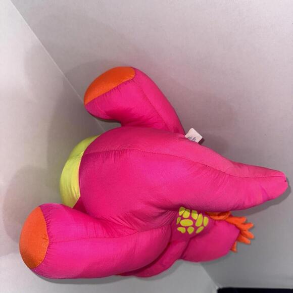 Vintage 1992 Fisher Price Puffalumps Dino Hot Pink T-Rex Dinosaur Plush - Picture 7 of 10